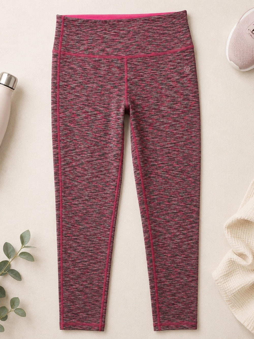 VOGO Athletica Heather Rose and Charcoal Girls' Active Leggings